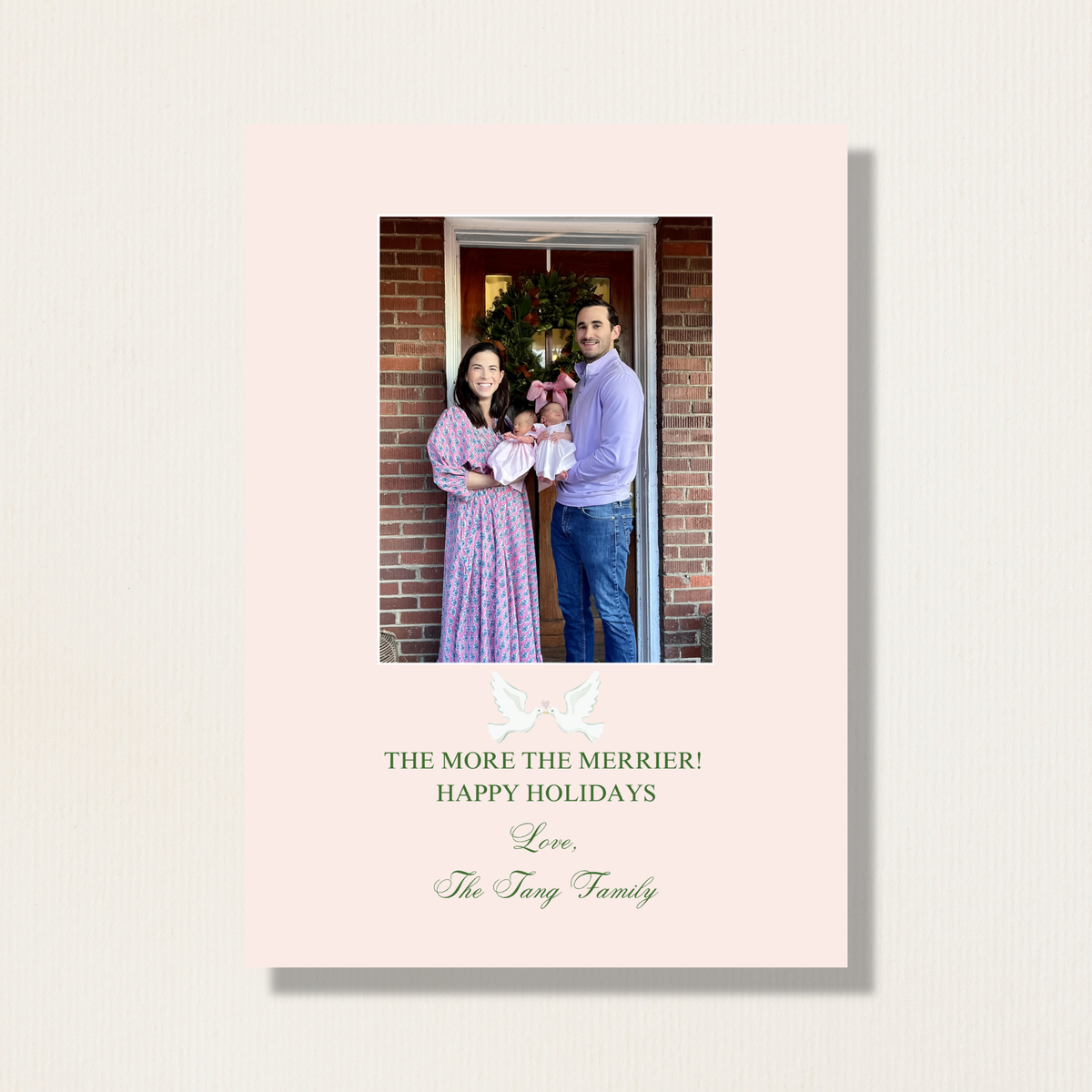 Birth Announcement Watercolor Garland Holiday Photo Card