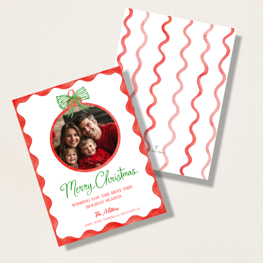 Watercolor Ribbon Holiday Photo Card