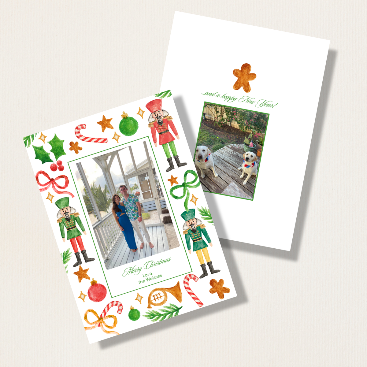 Whimsical Watercolor Nutcracker Christmas Photo Card