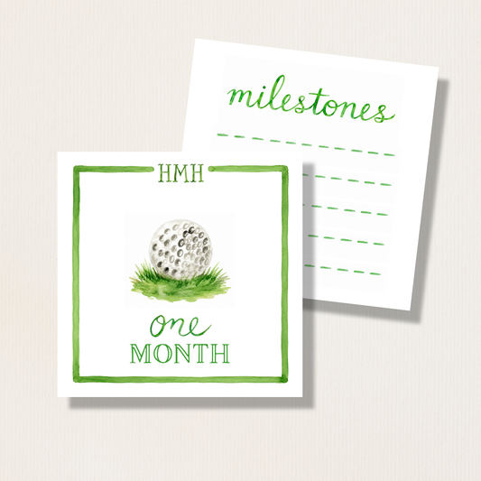 Hand Painted Watercolor Golf Themed Baby Monthly Milestone Cards