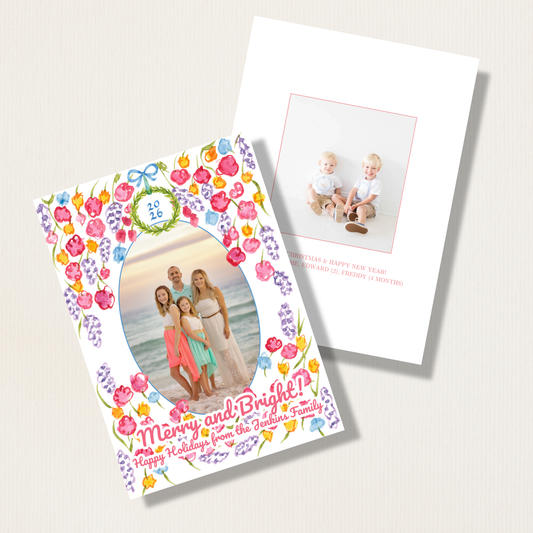 Bright & Colorful Floral Holiday Photo Card