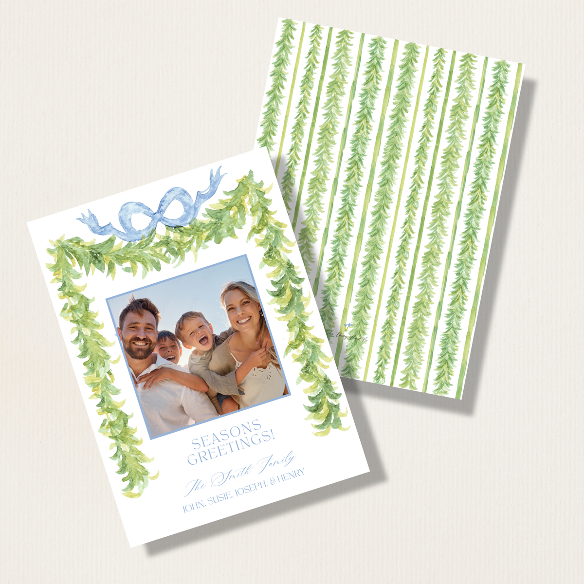 Watercolor Garland Holiday Photo Card