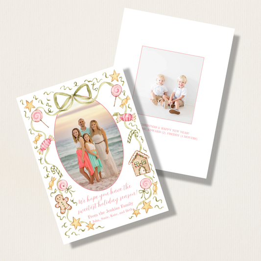 Watercolor Candyland Holiday Photo Card
