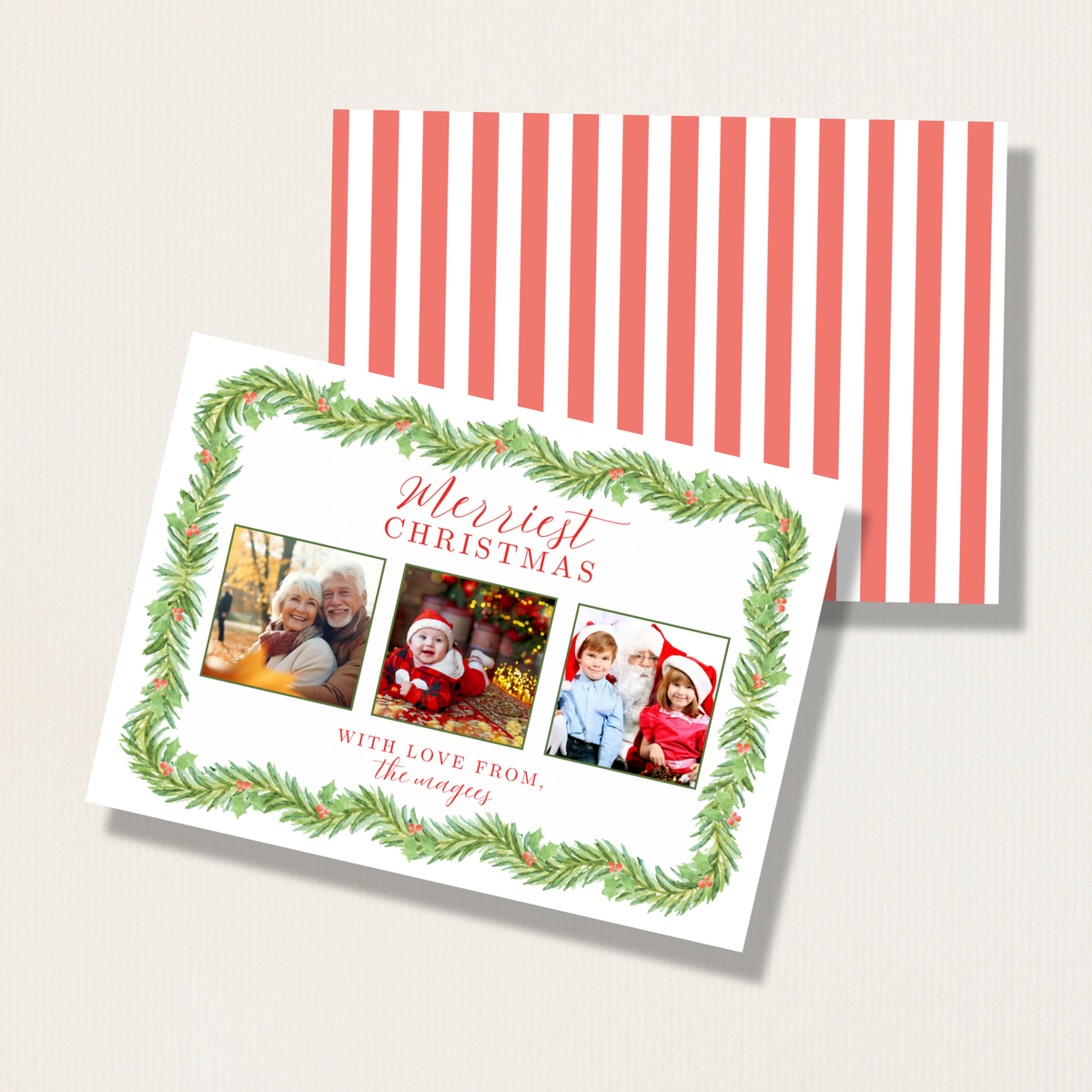 Watercolor Garland Holiday Photo Card