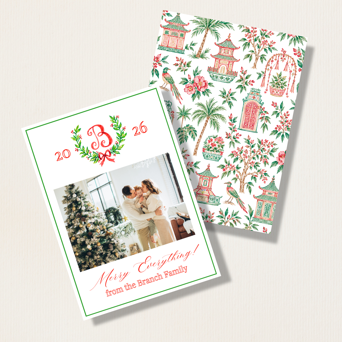 Custom Crest Traditional Holiday Photo Card