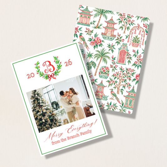 Custom Crest Traditional Holiday Photo Card