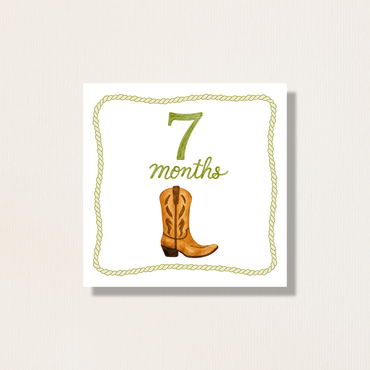Hand Painted Western Theme Watercolor Baby Monthly Milestone Cards