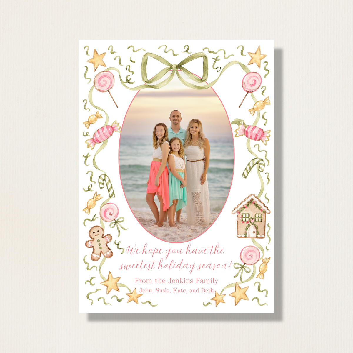 Watercolor Candyland Holiday Photo Card