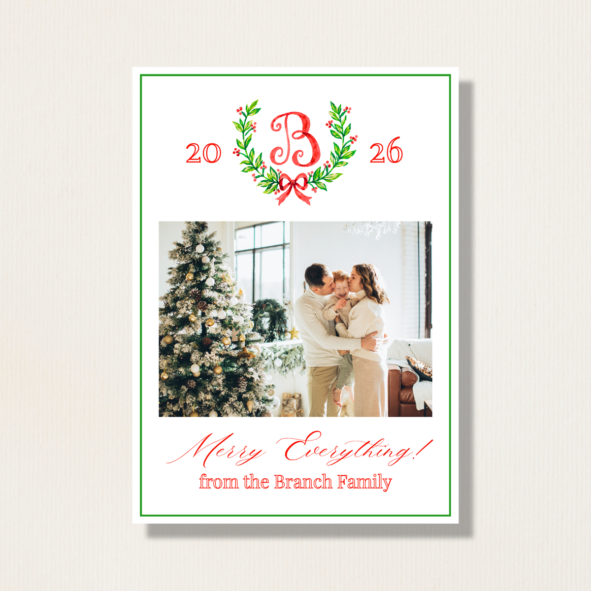 Custom Crest Traditional Holiday Photo Card