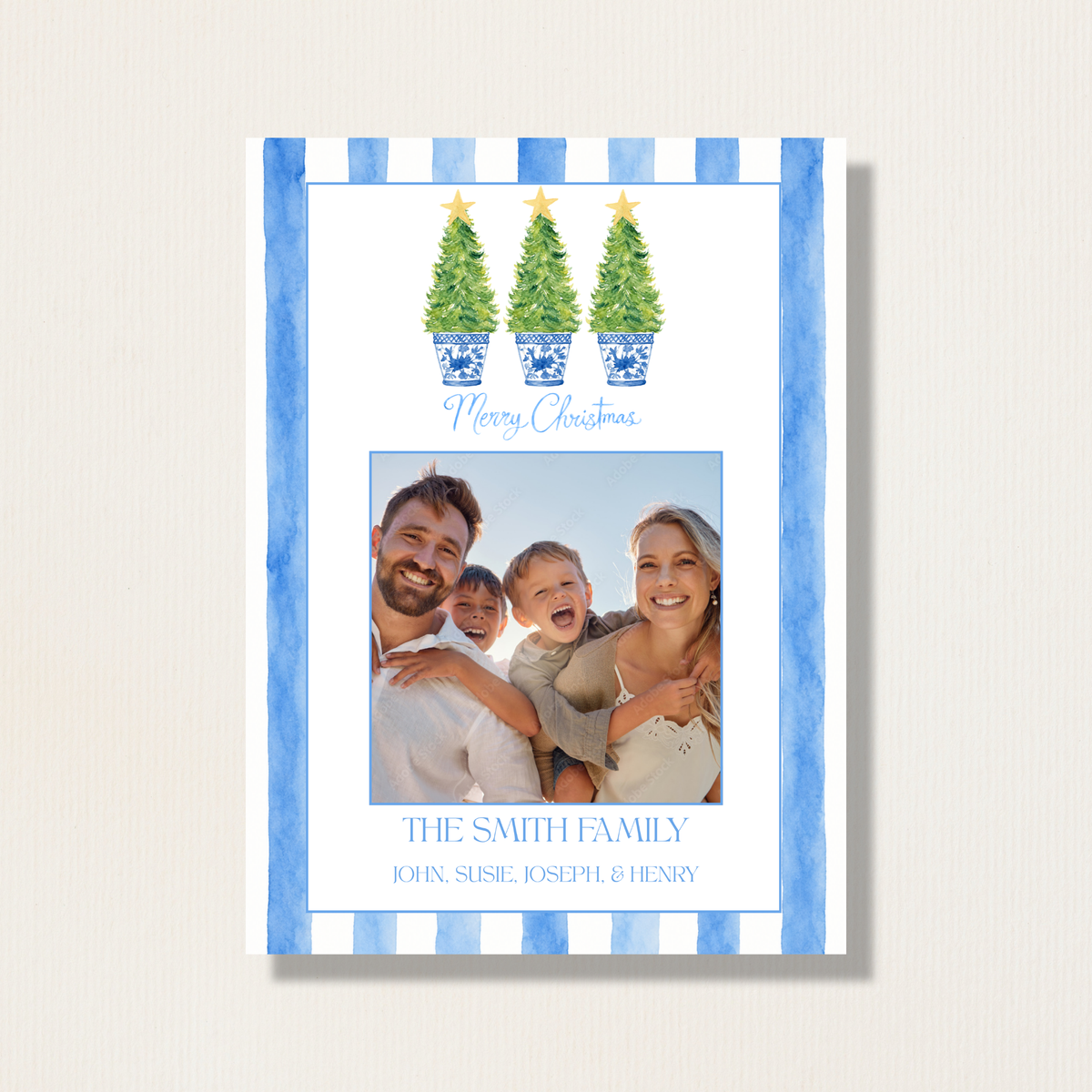 Watercolor Chinoiserie Christmas Tree Photo Card