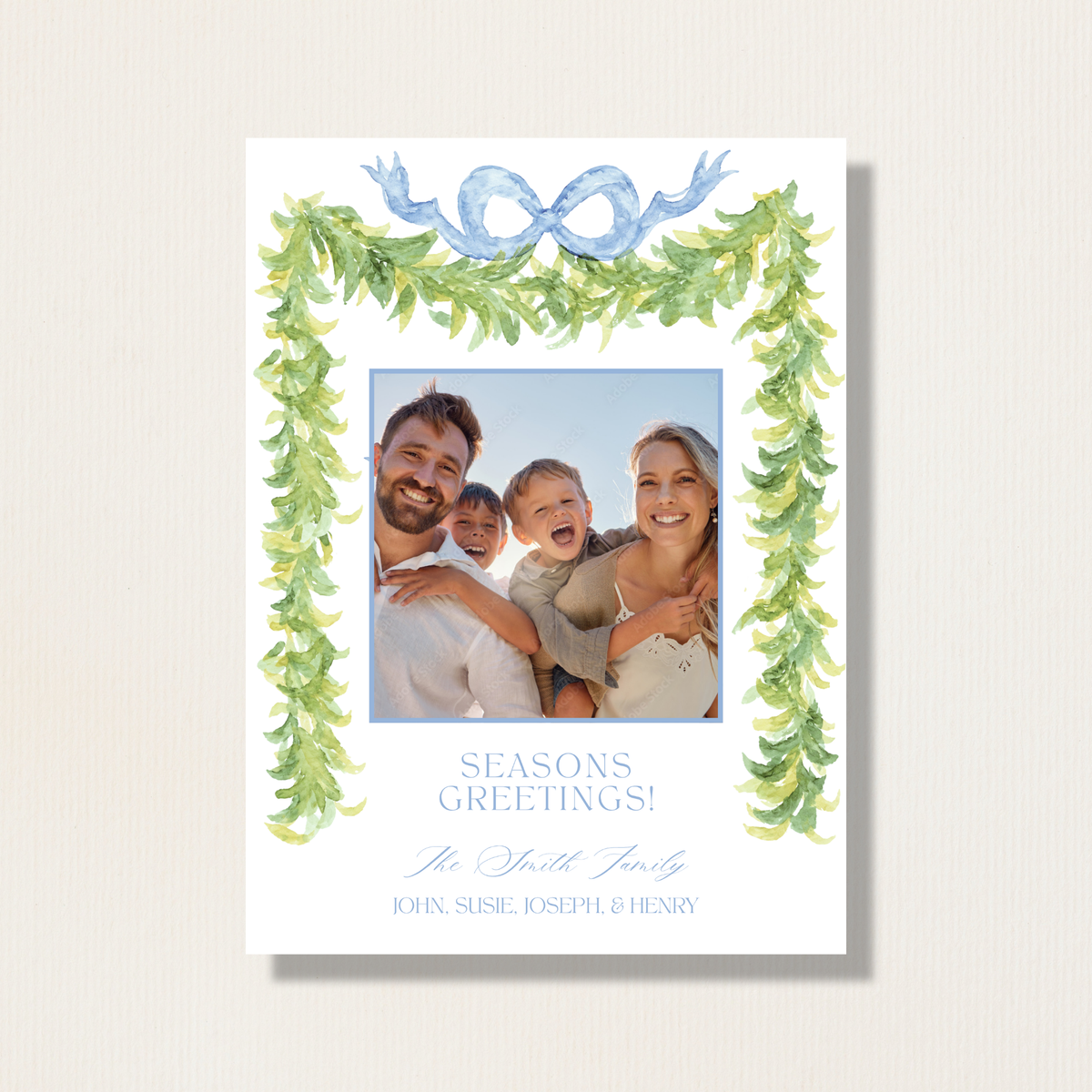 Watercolor Garland Holiday Photo Card