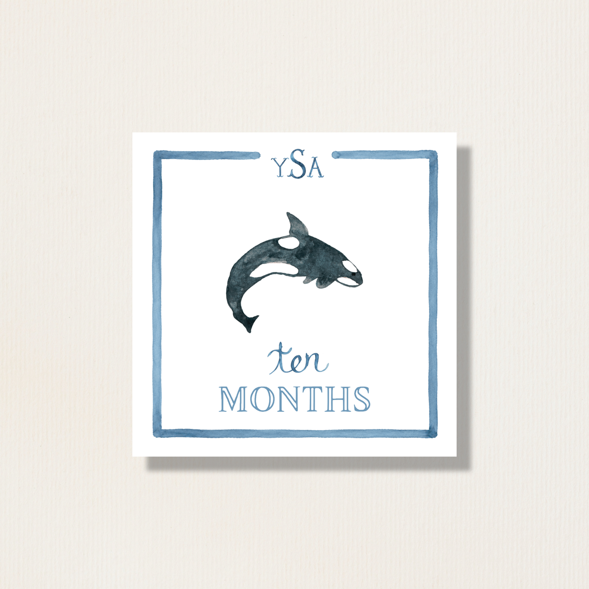Hand Painted Watercolor Whales Baby Monthly Milestone Cards