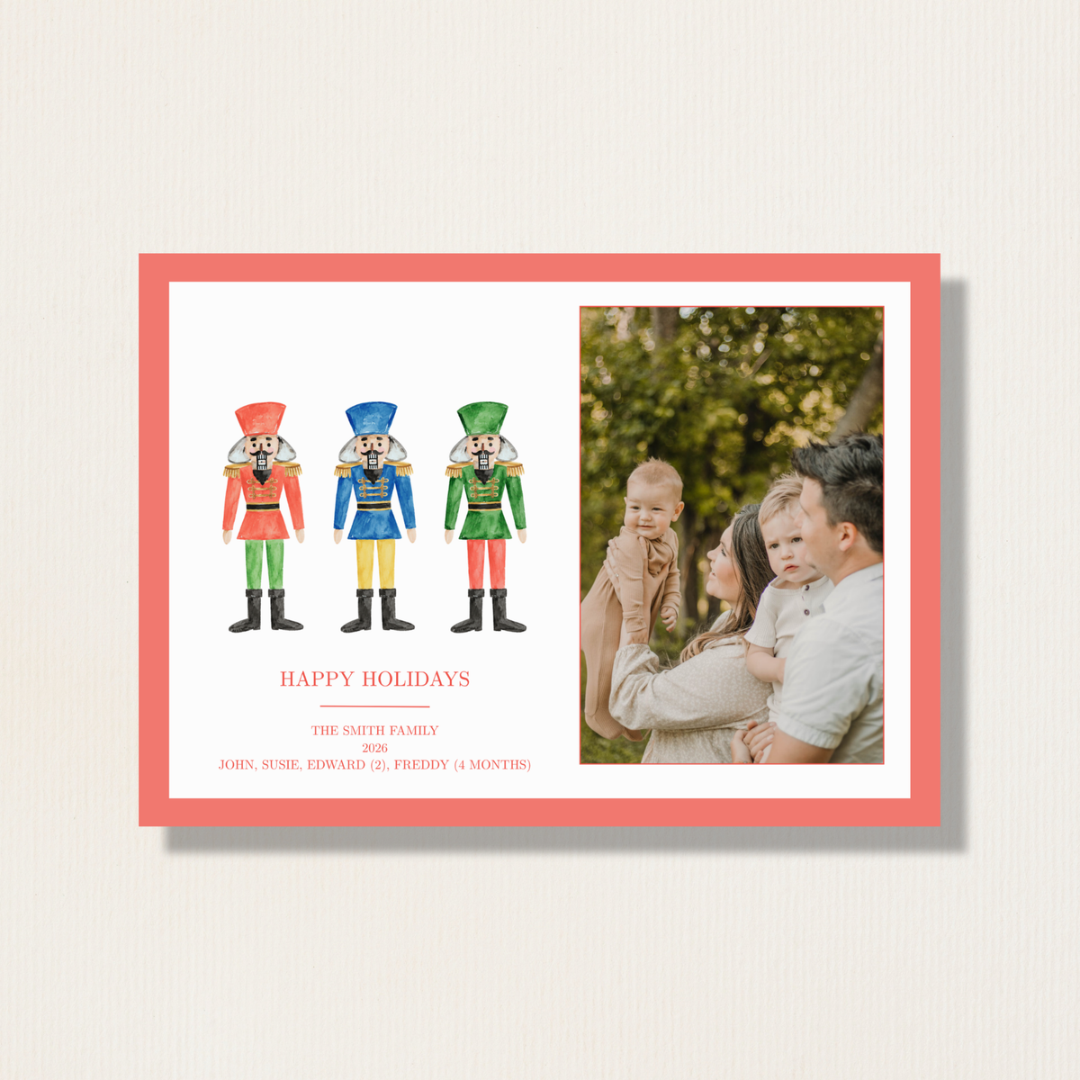 Watercolor Nutcracker Holiday Photo Card