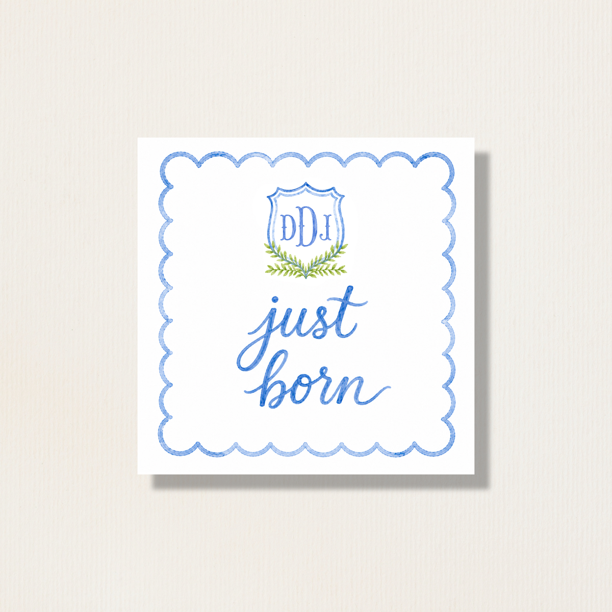 Hand Painted Watercolor Baby Monthly Milestone Cards with Custom Initial Crest