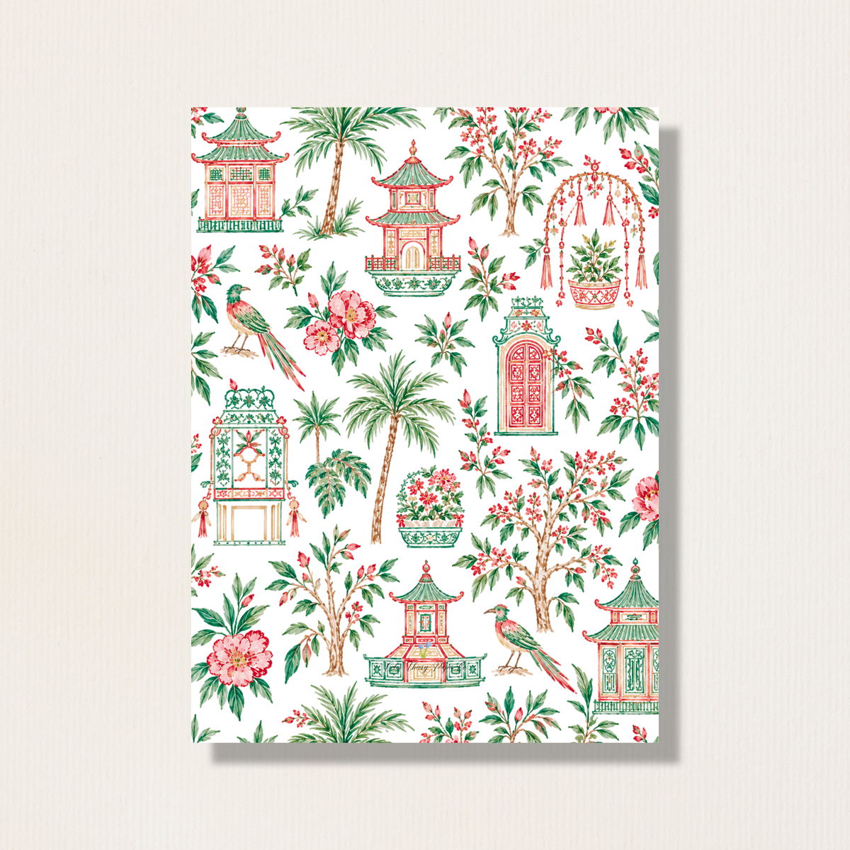 Chinoiserie and Bamboo Christmas Photo Card