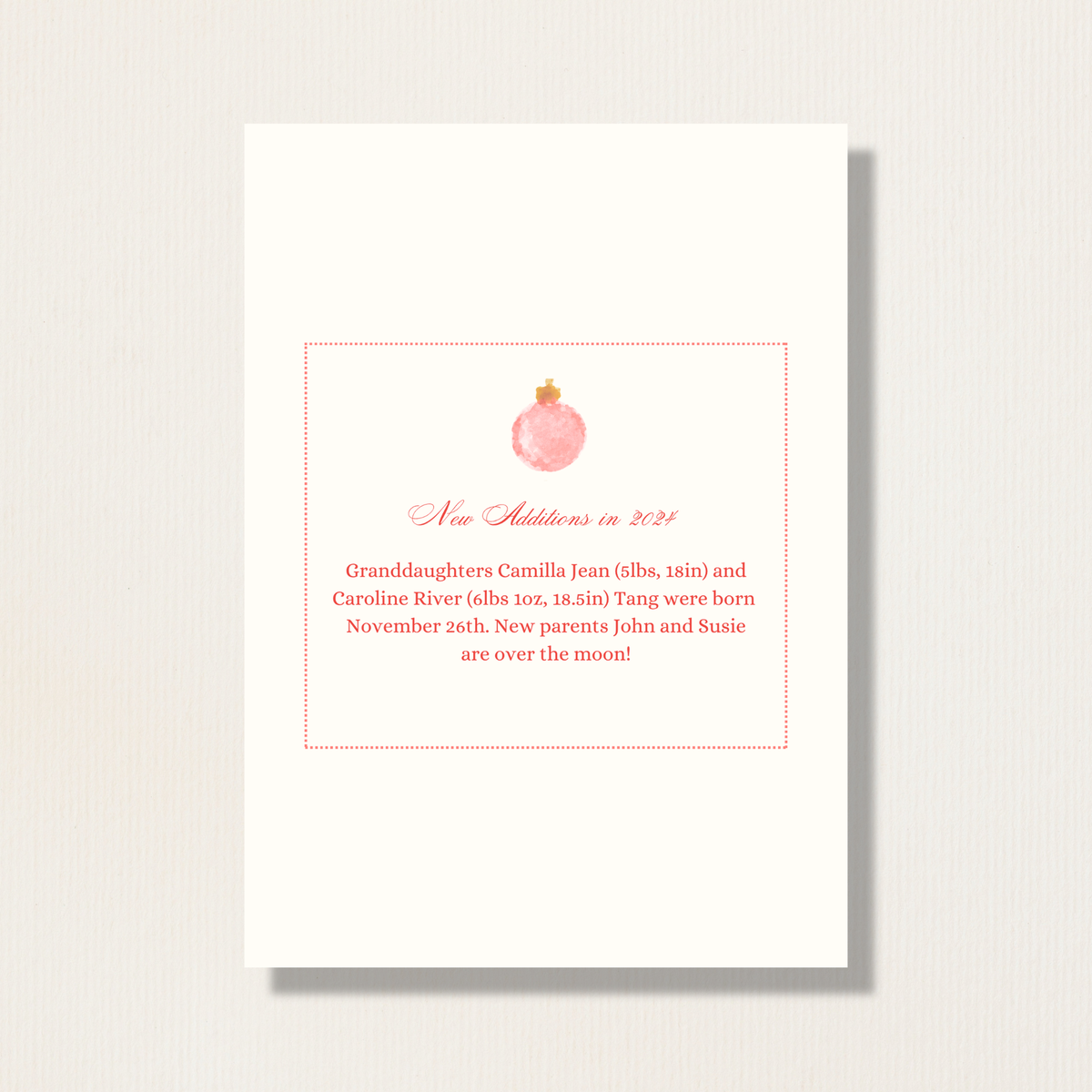 Watercolor Ornaments Twins Birth Announcement Holiday Photo Card