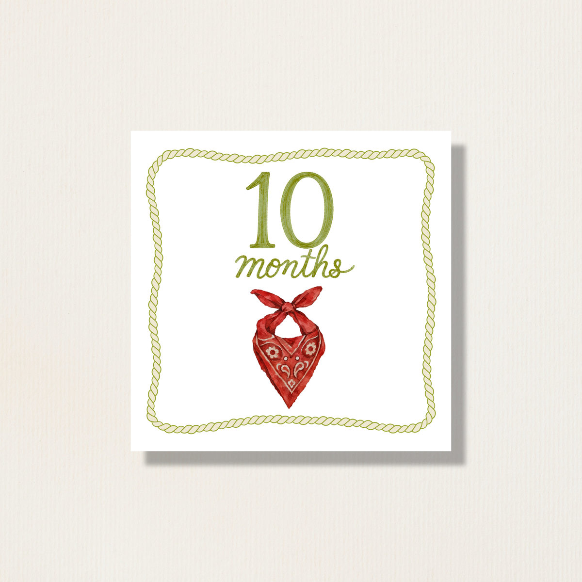 Hand Painted Western Theme Watercolor Baby Monthly Milestone Cards