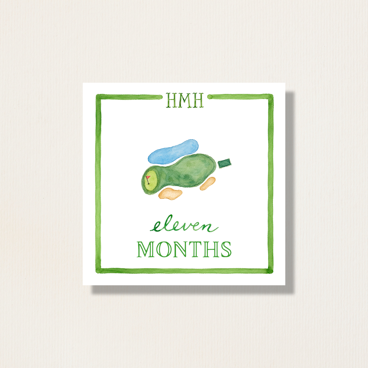 Hand Painted Watercolor Golf Themed Baby Monthly Milestone Cards